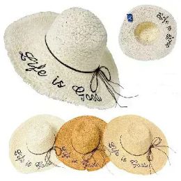 12 of Ladies Sun Hat with Fringe Edge Life is Good