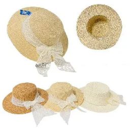 12 of Ladies Fashion Summer Hat Ivory Lace Bow & Pearls