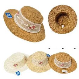 12 of Ladies Fashion Summer Hat Embroidered Rose Lace & Pearls