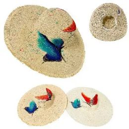 12 of Ladies Sun Hat Painted Butterfly Fringe Edge