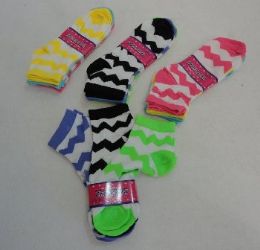 132 Pieces 3-Pair Ladies Teen Anklets 9-11 Chevron - Womens Ankle Sock