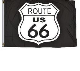 24 Pieces of 3'x5' Route 66 Flag Black & White Route Sign