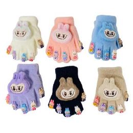 24 Pieces Lafufu Gloves with Character Accents Child Size - Kids Winter Gloves