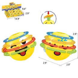 192 Pieces 2.9 Inch Emoji Spin Top With Light & Music - Light Up Toys