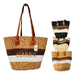 6 of Ladies Woven Tote Triple Tone SUMMER