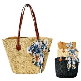 6 of Ladies Woven Tote Island Floral Bow