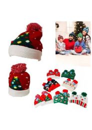 24 Pieces Adult and Child Set Light-Up Christmas Knit Hat - Christmas Novelties