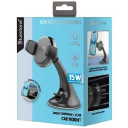 6 Wholesale Bluestone 15w Wireless Charging Car Mount With Suction & Vent Clip