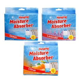 12 Wholesale Moisture Absorber Hanging Dehumidifier 7.4oz 3ast Scents Citrus/lavender/ocean