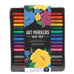 30 Wholesale Art Markers 30ct Value Pack Dual Tip Fine & Broad