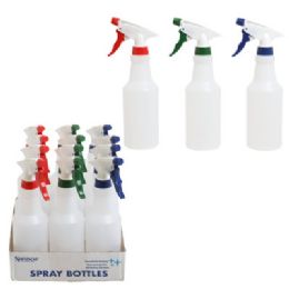 12 Wholesale Spray Bottles 16oz Unprinted 12pc Counter Display Random Color Triggers Red, Blue, Green
