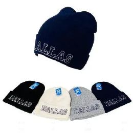 24 Pieces Cuffed Knit Toboggan DALLAS - Winter Sets Scarves , Hats & Gloves