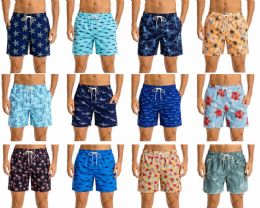72 Pieces of Mens Assorted Prints Bathing Suite Assorted Sizes M-2xl