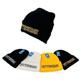 24 Pieces Cuffed Knit Toboggan PITTSBURGH - Winter Sets Scarves , Hats & Gloves