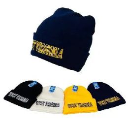 24 Pieces Cuffed Knit Toboggan WEST VIRGINIA - Winter Sets Scarves , Hats & Gloves