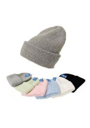 12 Pieces Ladies Super Soft Double Fold Knit Hat Wide Cuff - Winter Sets Scarves , Hats & Gloves