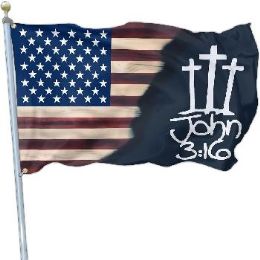 24 Pieces of 3'x5' John 3:16 Antique American Fade Flag