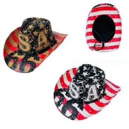 12 Pieces Painted Cowboy Hat Usa Route 66 - Cowboy & Boonie Hat
