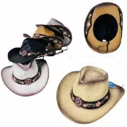 12 Pieces Western Hat Pink Floral Hat Band Under Brim Pink Stones - Cowboy & Boonie Hat