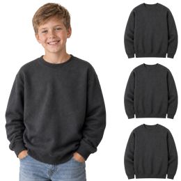 Youth Cotton Crew Neck Sweat Shirt Charcoal Gray Size Small