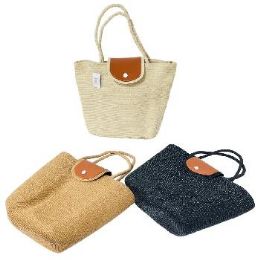 12 of Woven Straw Beach Market Tote with Magnetic Closure