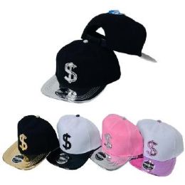 Snap Back Flat Bill Hat $ Metallic Bill