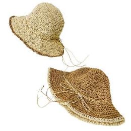 12 Pieces Women's Crocheted Straw Hat String Bow - Sun Hats