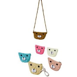 24 of Child's Woven Crossbody Bear Purse with Plush Ears
