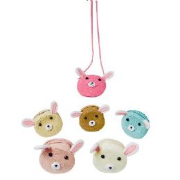 24 of Child's Woven Round Crossbody Bunny Purse with Plush Ears