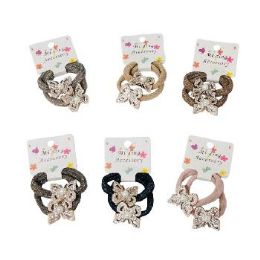 72 Wholesale 2-Piece Pearl & Rhinestone Butterfly Pony Tail Holders