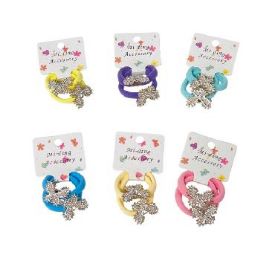 72 Wholesale 2-Piece Pearl & Rhinestone Butterfly Pony Tail Holders