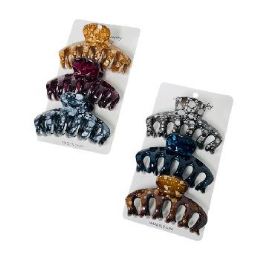 24 Pieces Claw Clips 3-Piece 4.5-inch Marble - Hair Accessories