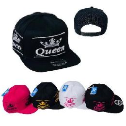 24 Pieces Snap Back Flat Bill Hat Queen Crown - Baseball Caps & Snap Backs