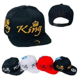 24 Pieces Snap Back Flat Bill Hat King Crown - Baseball Caps & Snap Backs