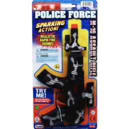 48 Pieces of 9-Inch M-16 Police Toy Rifle W/ Sparking Action Tied On Card