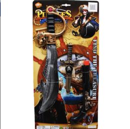 24 Sets of 11-Inch Pirate Clicking Gun And Sword Set On Blister