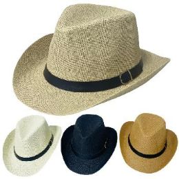 12 Pieces Woven Panama Hat Black Hat Band With Buckle - Sun Hats