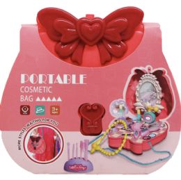 18 Sets 18pc Beauty Play Set W/ Mirror In 8.25-inch Plastic Cosmetic Bag - Light Up Toys