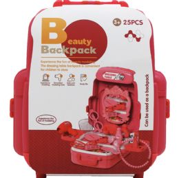 6 Sets 25pc Beauty Play Set In 11-Inch Plastic Backpack W/ Handle - Light Up Toys