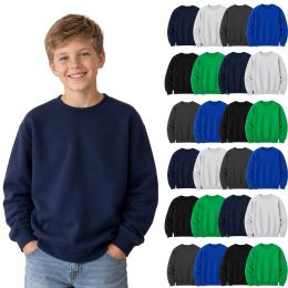 24 Pieces Youth Cotton Crew Neck Sweat Shirt Assorted Colors Size Xlarge - Kids Sweatshirts For Donation