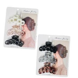 36 Pieces Claw Clip 3-Piece 3.5" Chain Design - Hair Accessories