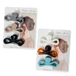 36 Pieces Claw Clip 3-Piece 3.5" Bow Design - Hair Accessories