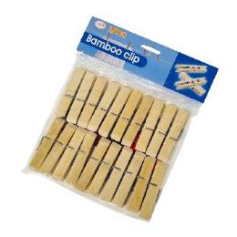 60 Pieces 20-Piece Bamboo Clothespins - Clothes Pins
