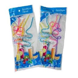 72 Pieces Assorted 10.5" Curly Straw - Straws and Stirrers