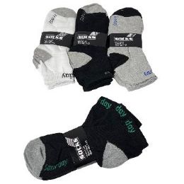 12 Pieces 3-Pair Men's Anklets 10-13 Black Gray White - Mens Ankle Sock