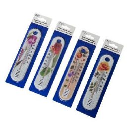 72 Pieces 7.5" Printed Thermometer Floral - Thermometer