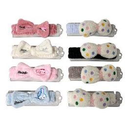 48 Pieces Make-Up Headband With Bow Polka Dot & Bunnies Plush - Headbands