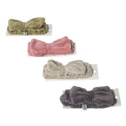 48 Pieces MakE-Up Headband With Bow Solid Color Plush - Headbands