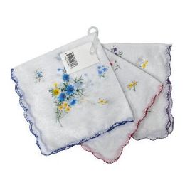 60 Wholesale 3-Piece Handkerchief Floral 11"x11"