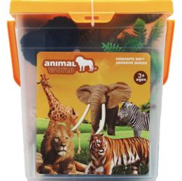 12 of 21pc Wild Animals Set In 7.75" Plastic Bucket W/ Handle